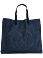 Armani Jeans Logo Print Shoulder Bag, Women's, Blue, Polyamide/patent Leather