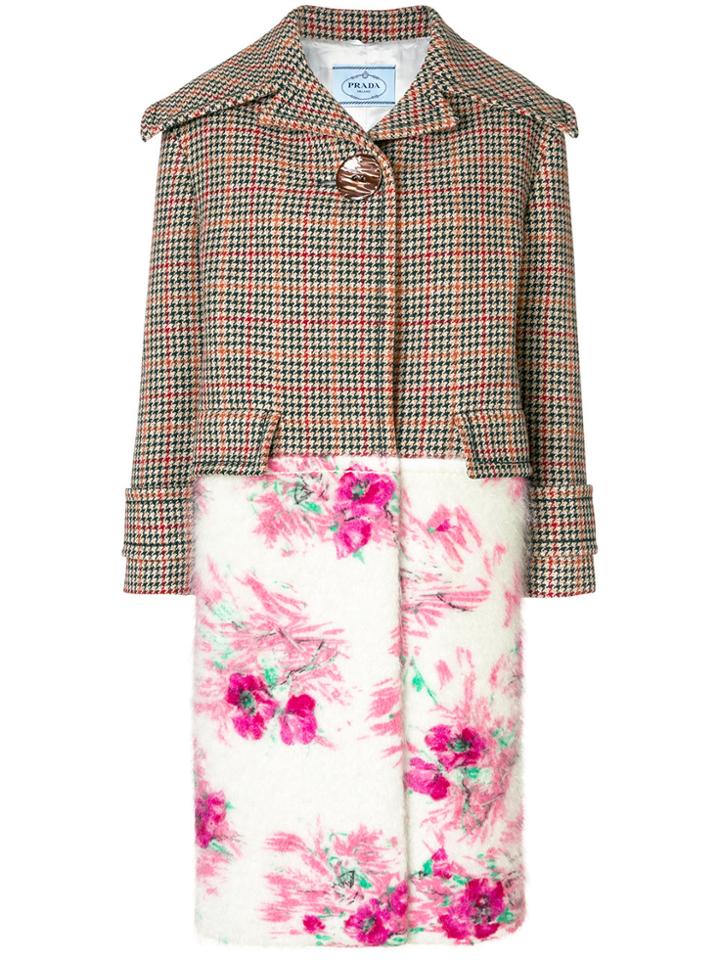 Prada Rose Panel Coat - Brown