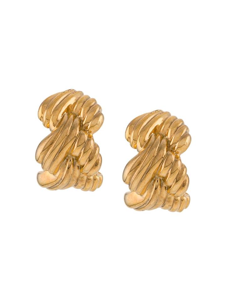 Nina Ricci Pre-owned 1980s Braided Earrings - Gold