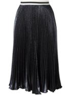 Nude Metallic Effect Pleated Skirt, Women's, Size: 42, Black, Polyester