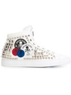 Philipp Plein Nonsense Hi-top Sneakers, Men's, Size: 42, White, Calf Leather/metal Other/rubber