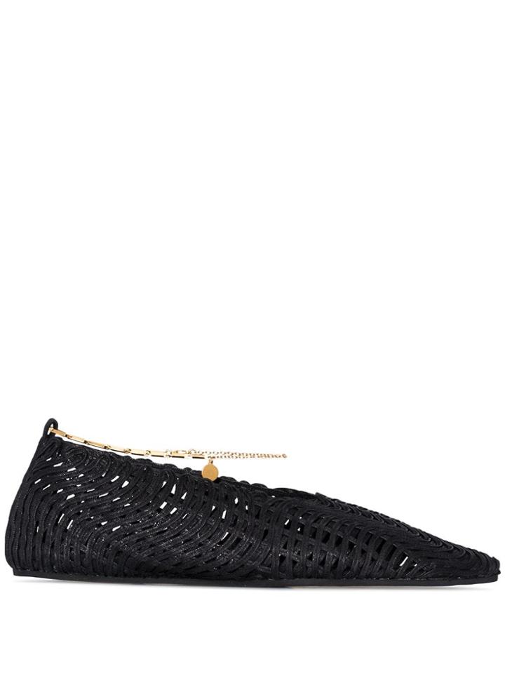 Stella Mccartney Black Anklet Detail Woven Pumps