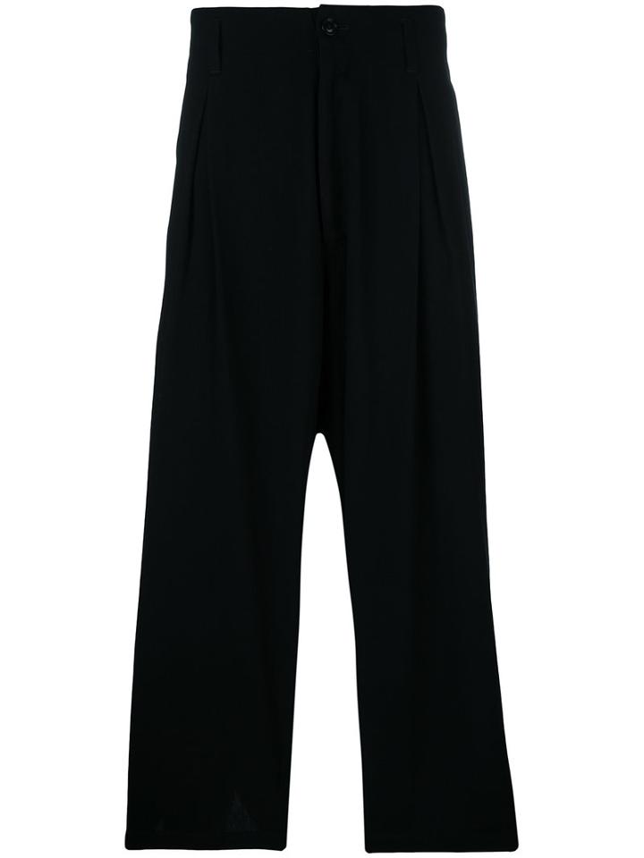 Yohji Yamamoto Cropped Loose Fit Pants, Men's, Size: 4, Black, Rayon