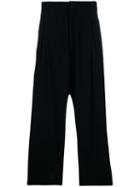 Yohji Yamamoto Cropped Loose Fit Pants, Men's, Size: 4, Black, Rayon