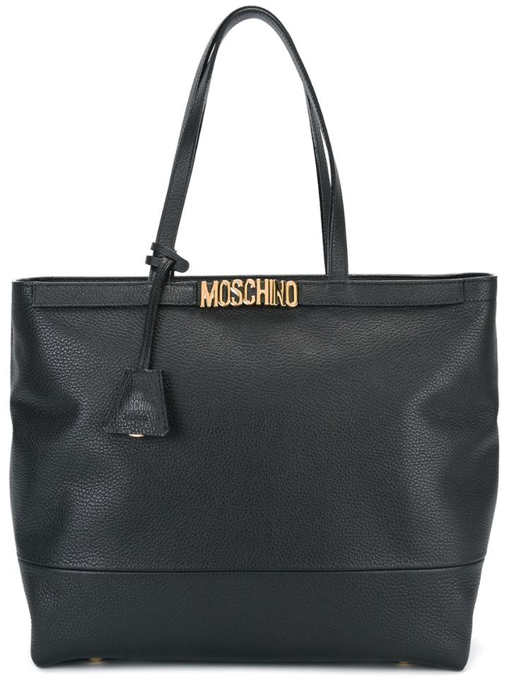 Moschino Logo Plaque Tote - Black