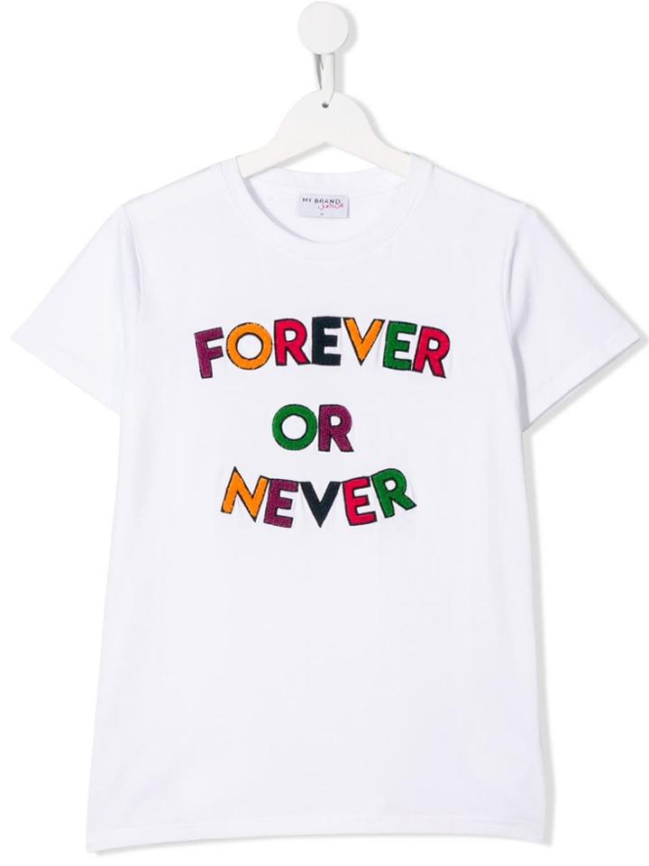 My Brand Kids Teen Embroidered Slogan T-shirt - White