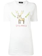 Dsquared2 - Elk Print T-shirt - Women - Cotton - Xs, White, Cotton