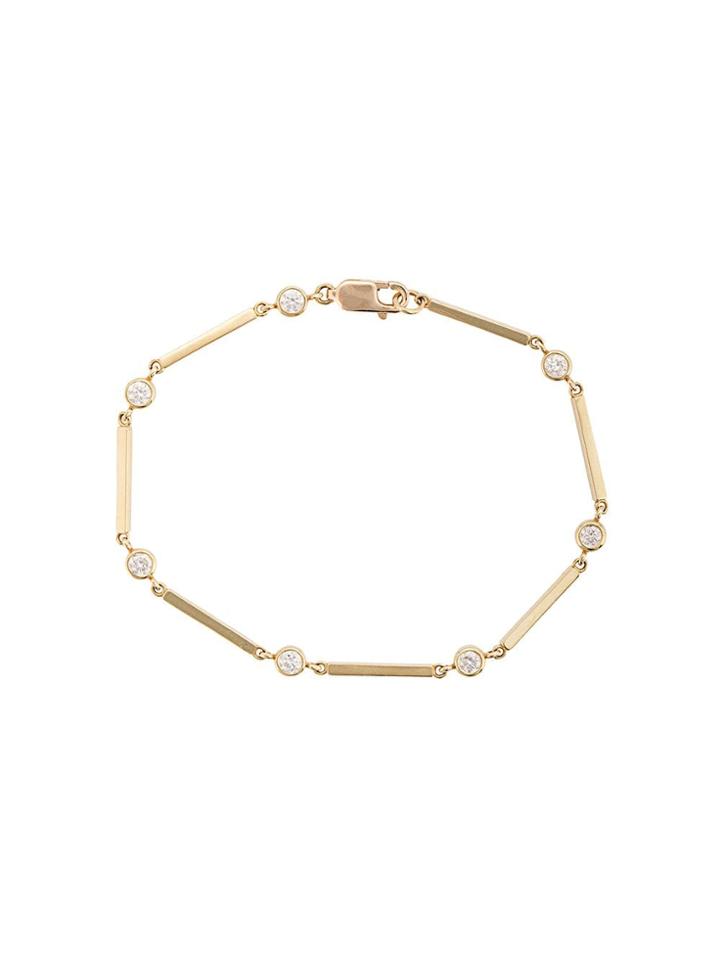 Jennifer Meyer 18kt Yellow Gold And Diamond Bezel Bar Link Bracelet -