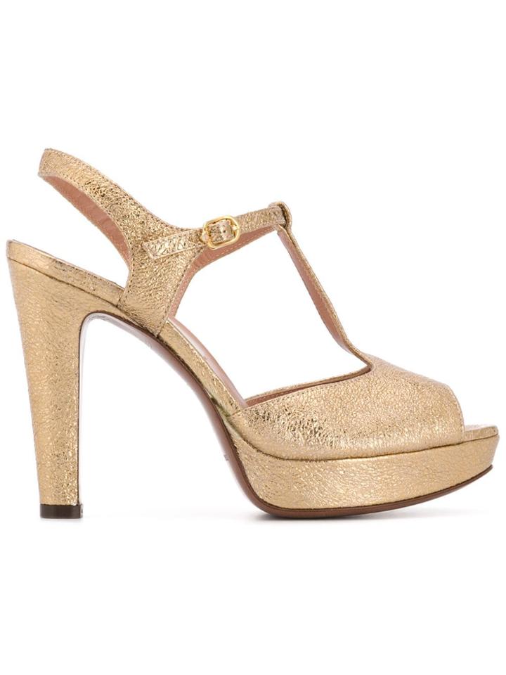 L'autre Chose T-bar Heeled Sandals - Gold