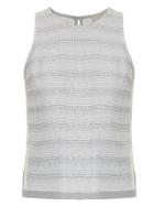 Framed Striped Tweed Tank Top - White