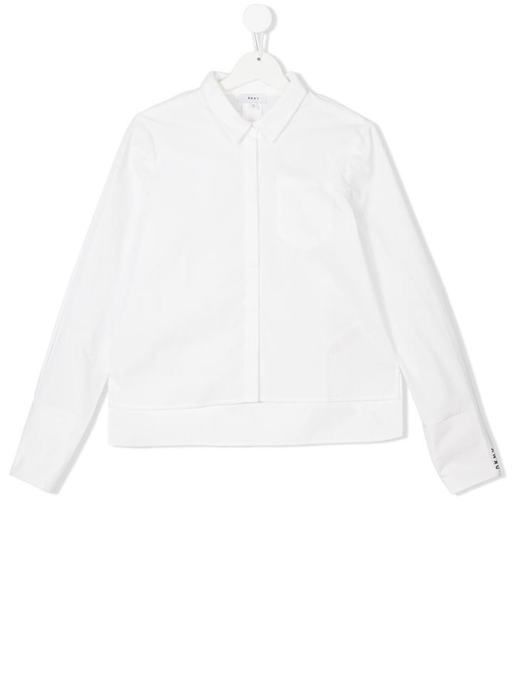 Dkny Kids Teen Logo Cuff Shirt - White