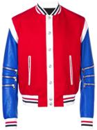 Balmain Zip Sleeve Varsity Jacket - Blue