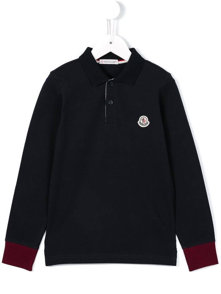 Moncler Kids Flag Patch Polo Shirt, Boy's, Size: 6 Yrs, Blue