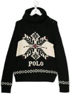 Ralph Lauren Kids Funnel-neck Snowflake Jumper - Black