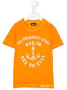 Diesel Kids - Printed T-shirt - Kids - Cotton - 7 Yrs, Yellow/orange