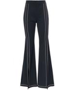 Chloé Contrast Stitch Wool-blend Flare Trousers - Blue