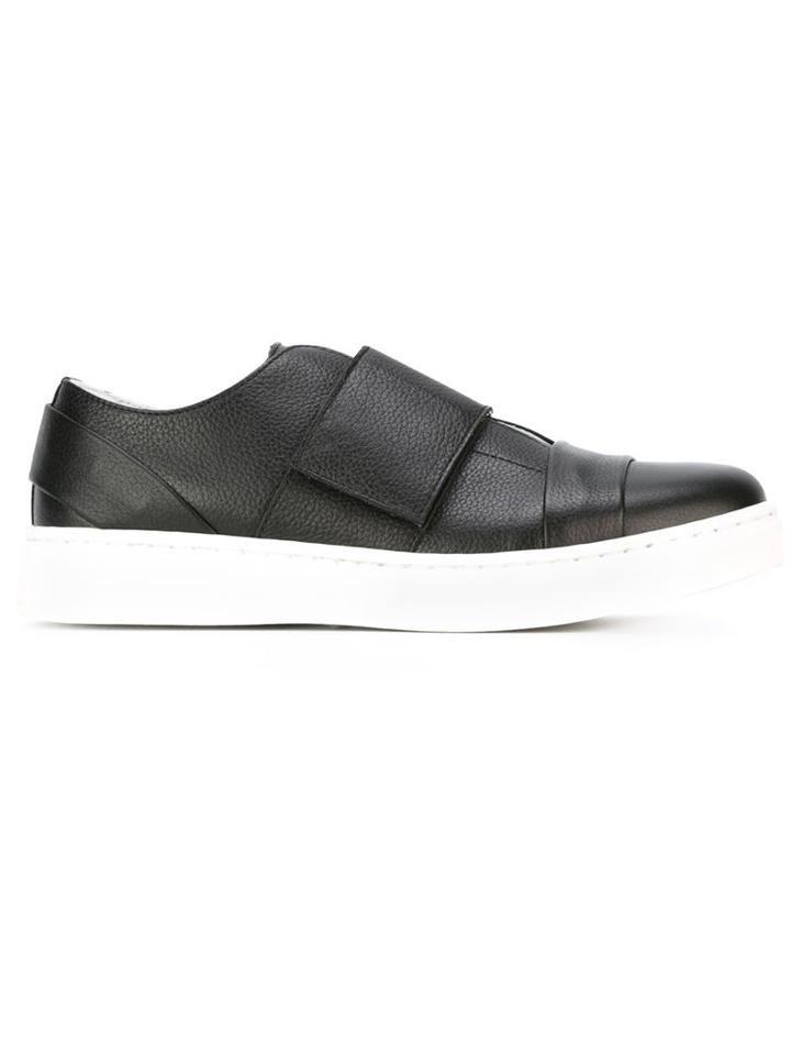 Achilles Ion Gabriel Velcro Strap Sneakers, Men's, Size: 44, Black, Calf Leather/rubber