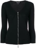 Giorgio Armani Zipped Textured Top - Black