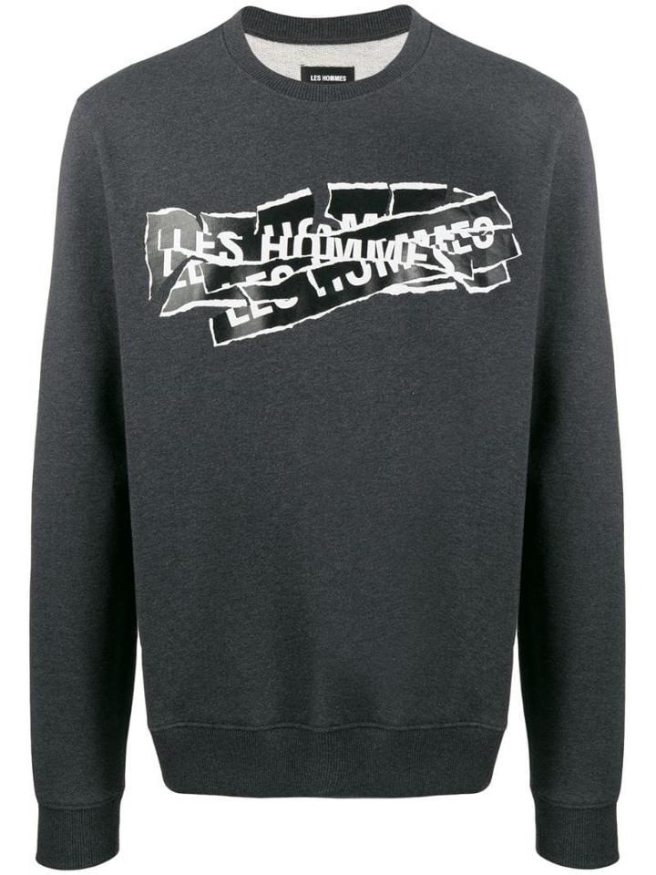 Les Hommes Destroyed Logo Sweatshirt - Grey