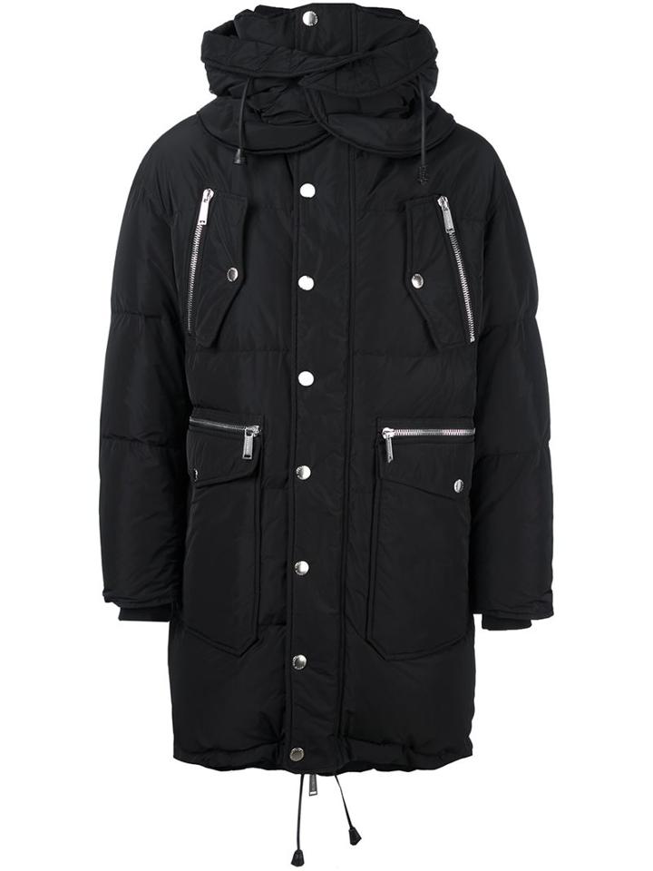 Dsquared2 Oversize Duffle Coat, Men's, Size: 46, Black, Polyester/duck Feathers/polyamide