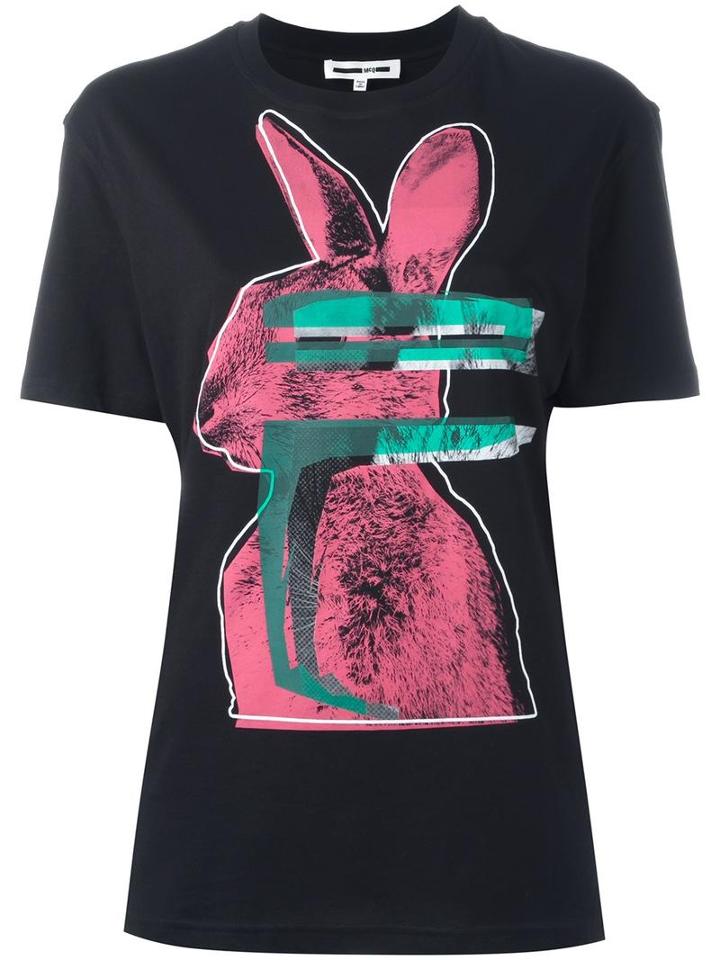 Mcq Alexander Mcqueen Glitch Bunny Print T-shirt, Women's, Size: Small, Black, Cotton