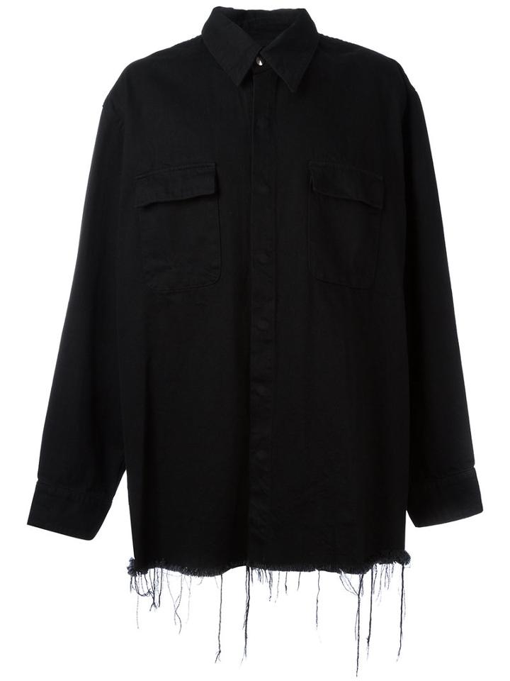 Marques'almeida Oversized Denim Shirt, Men's, Size: Large, Black, Cotton