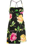 Off-white Floral Mini Dress - Black