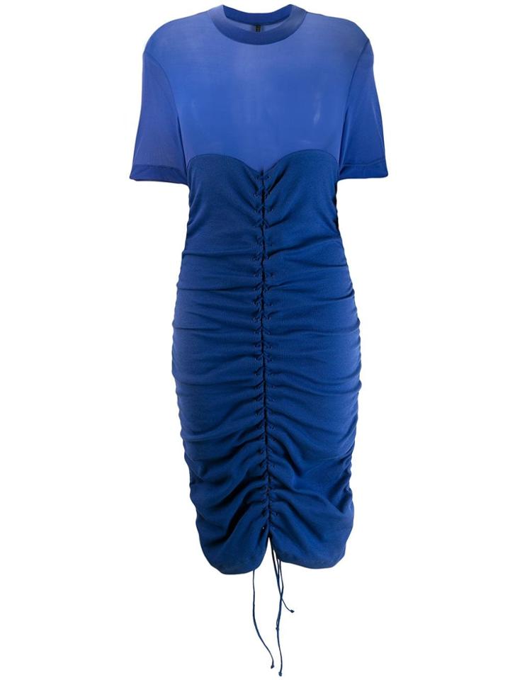 Unravel Project Short Ruched Dress - Blue