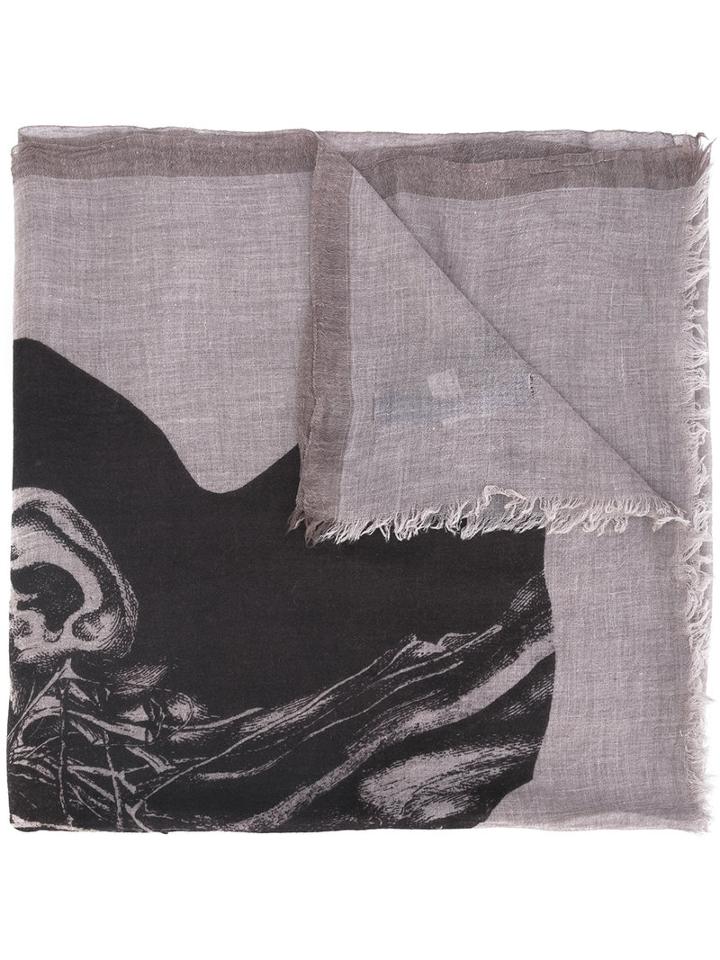 Junya Watanabe Comme Des Garçons Man Skull Print Scarf, Men's, Nude/neutrals, Cotton/cashmere