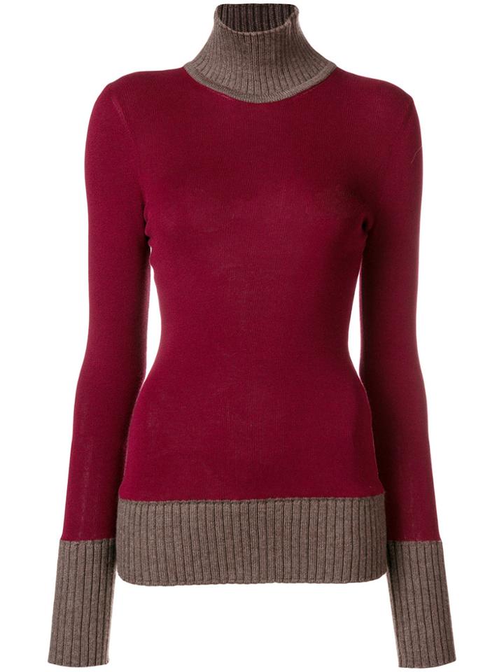Victoria Beckham Contrast Neck Jumper - Red