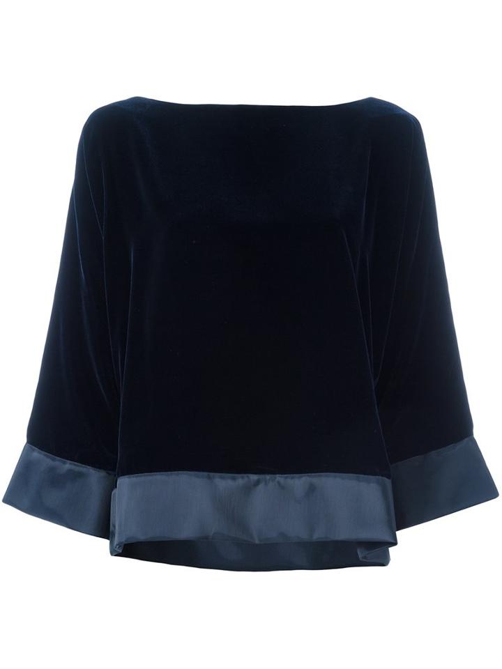 Giorgio Armani Panelled Blouse, Women's, Size: 42, Blue, Viscose/silk