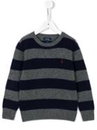 Ralph Lauren Kids Striped Crew Neck Jumper, Boy's, Size: 11 Yrs, Grey
