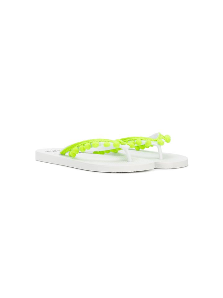 Mc2 Saint Barth Kids Teen Pom-pom Flip Flops - Yellow & Orange