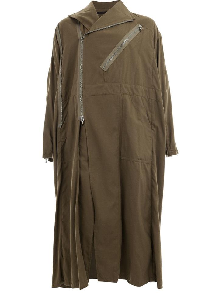 Julius Pleated Double Breasted Coat - Green
