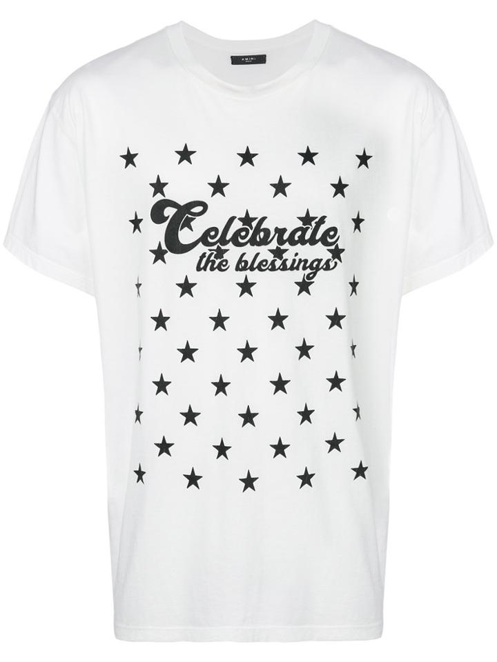 Amiri Star Print Slogan T-shirt - White