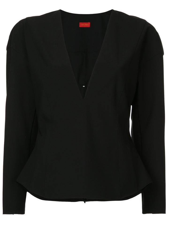 Des Prés Deep V-neck Blouse - Black