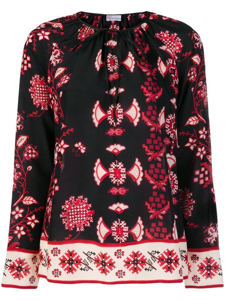 Red Valentino Printed Blouse - Black