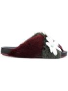 Fendi Floral Embroidered Slider Sandals - Multicolour