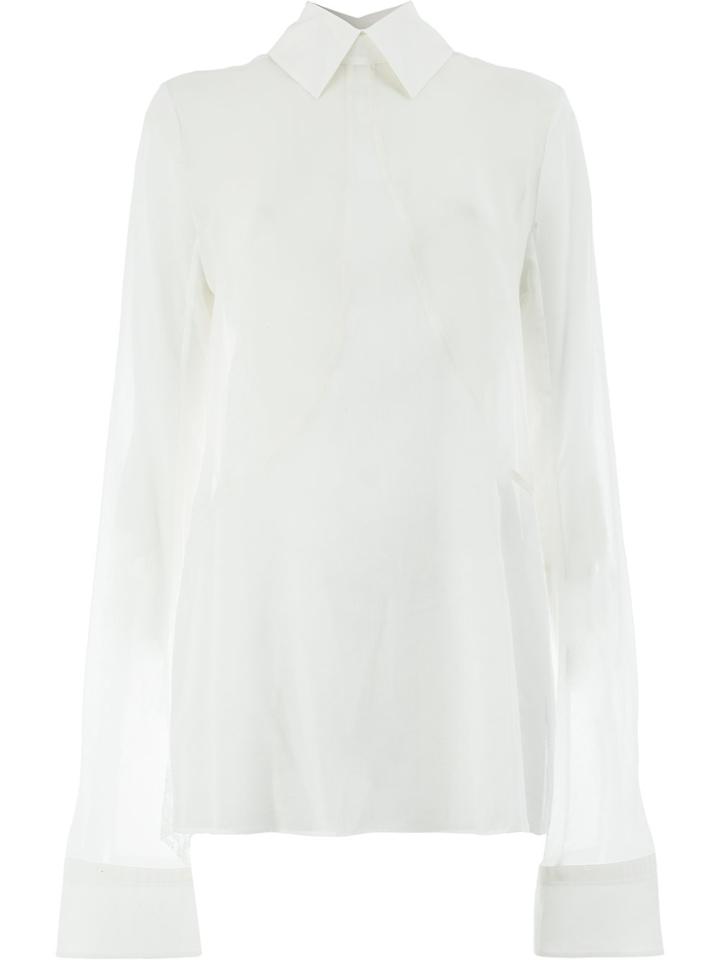 Vera Wang Sheer Lace Insert Blouse - White