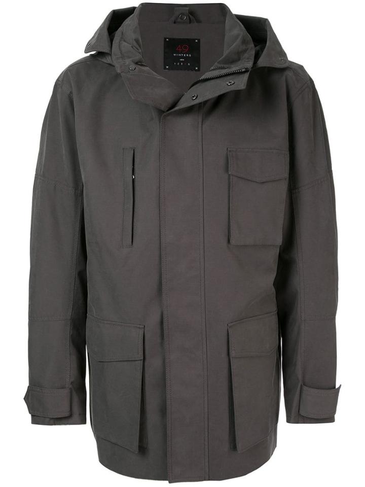49 Winters Zipped Hooded Coat - Grey