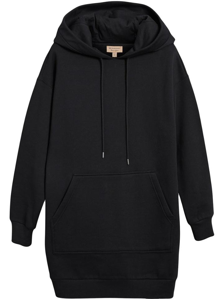 Burberry Embroidered Hood Sweatshirt Dress - Black
