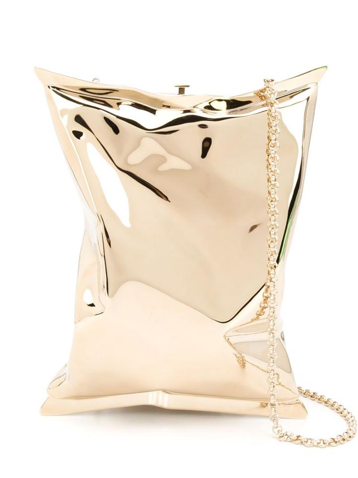 Anya Hindmarch Crisp Packet Clutch, Women's, Yellow/orange, Brass