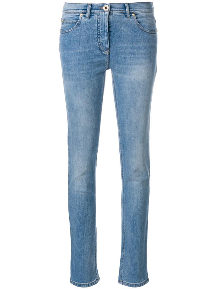 Versace Embroidered Medusa Slim Jeans - Blue