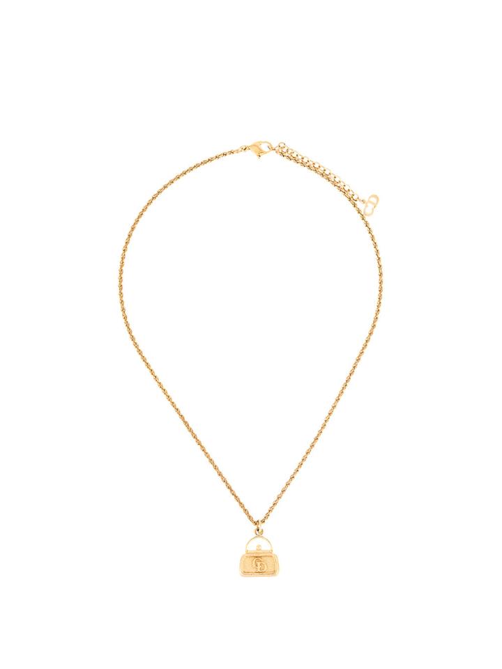 Christian Dior Vintage Logo Bag Pendant Necklace - Metallic