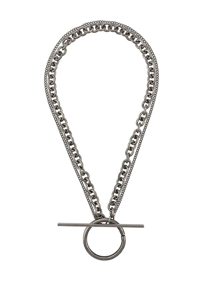 Ann Demeulemeester Lock Hoop Necklace - Silver