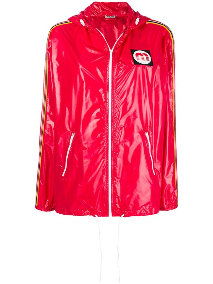 Miu Miu Logo Parka Coat - Red
