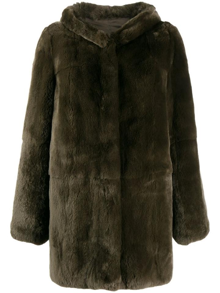 Yves Salomon Single Breasted Coat - Green