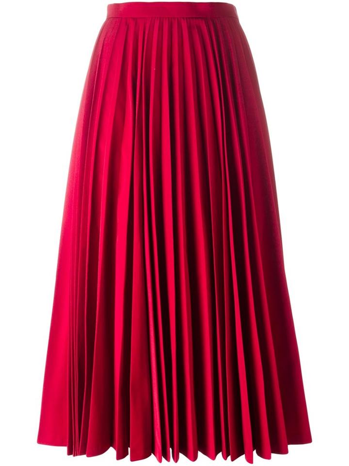 Junya Watanabe Comme Des Garçons Accordion Pleat Maxi Skirt, Women's, Size: Medium, Red, Polyester/cotton