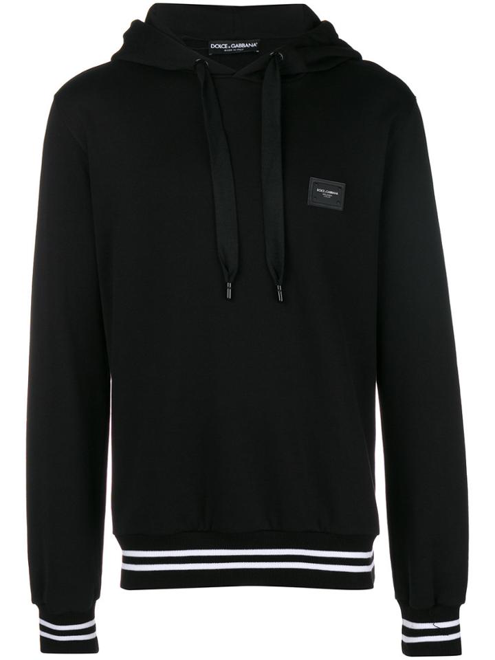 Dolce & Gabbana Striped Rib Hoodie - Black