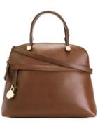 Furla Tote Bag With Zip Pockets And Shoulder Strap, Women's, Brown, Leather